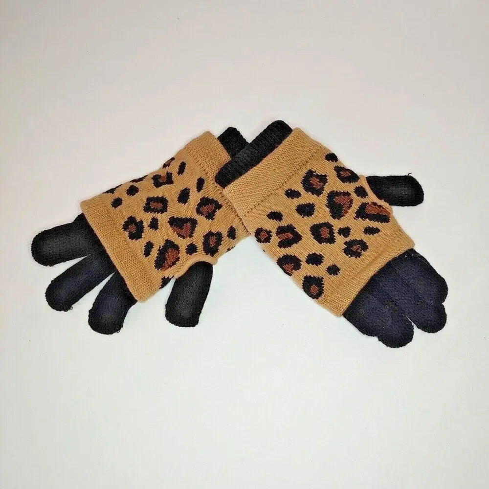 Ladies' Gloves 3-in-1 Acrylic Polyester Spandex Assorted Color Leopard Animal